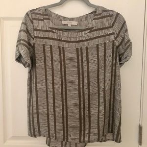 Loft Petite Geometric Yoke Blouse